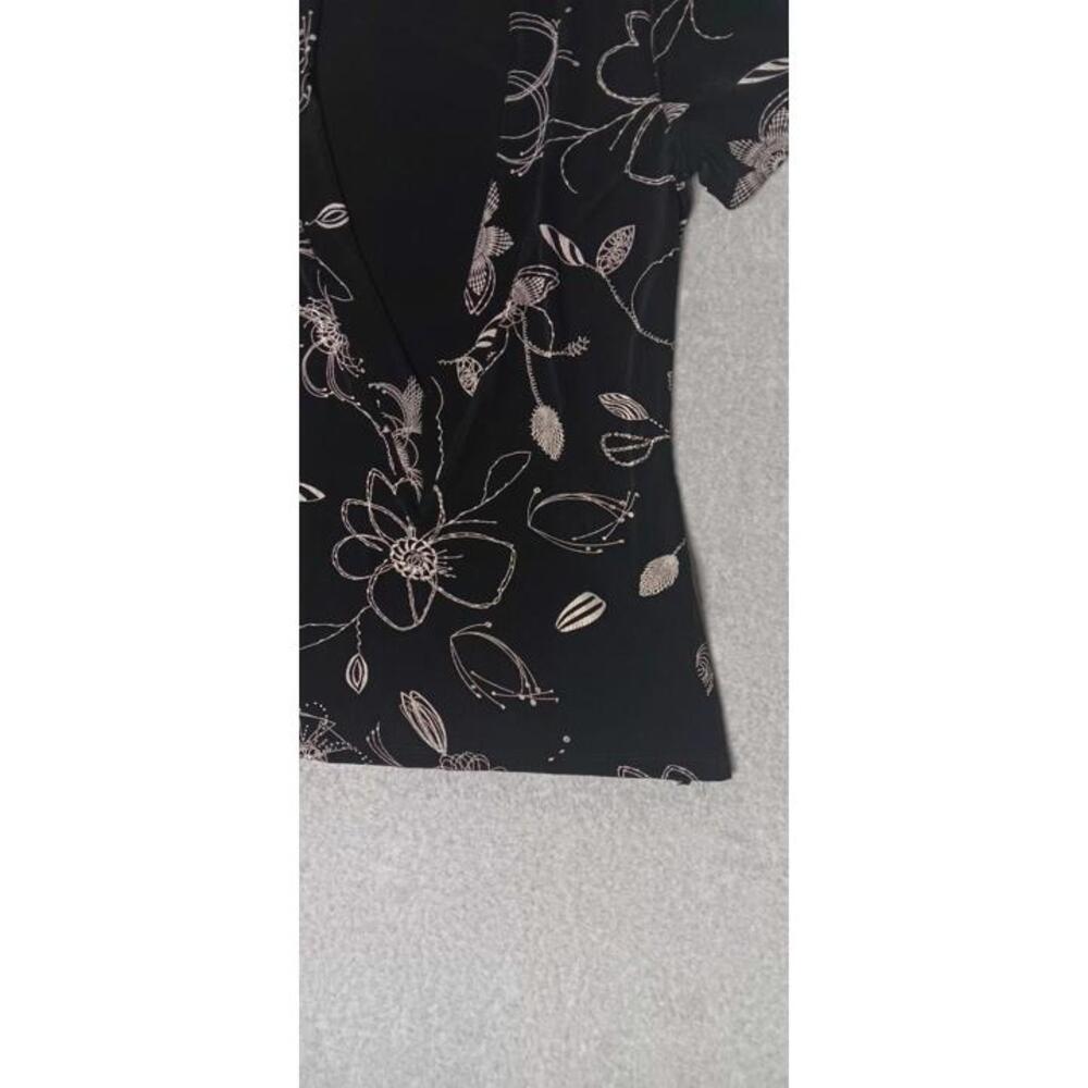 Coldwater Creek Short Sleeve Blouse Womens Size Small Black White Line Flower... - Picture 5 of 11